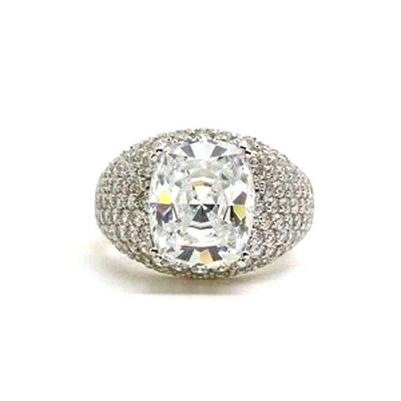10.37ctw Cushion & Round Platinum on 925 Ring - Picture 4 of 9